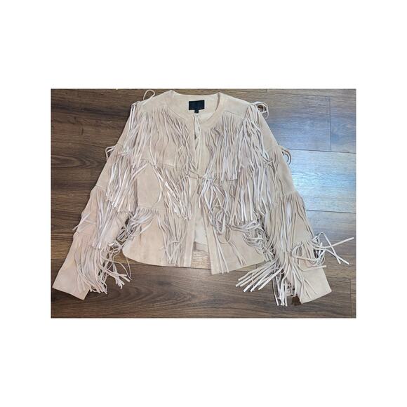 EUC Intermix Beige Suede Fringe Tiered Jacket Women’s Sz: Petite Boho Festival - Picture 15 of 15